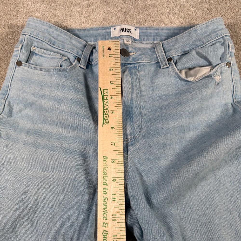 Paige Rory Crop Flare Jeans Women Size 30 Light Wash Distressed Raw Hem READ - Picture 10 of 11